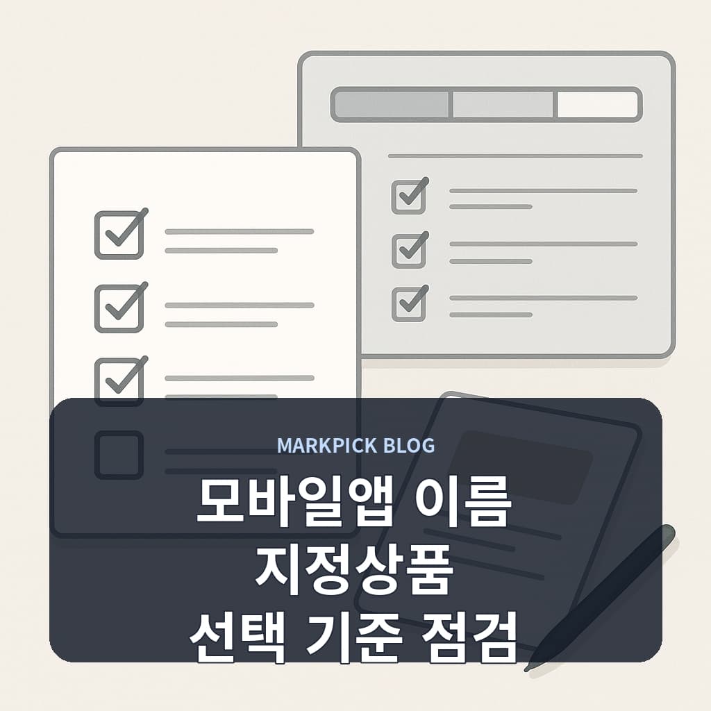 모바일앱 이름 지정상품 선택 기준 점검